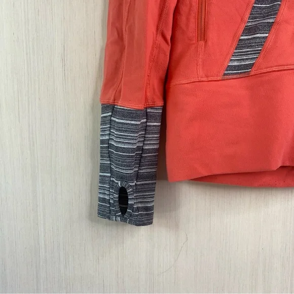 Lululemon Women's In Stride Full Zip Jacket Coral Coal Strata Stripes Size 2 - Picture 3 of 7
